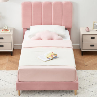 Velvet Upholstered Platform Bed Frame With Headboard by Ebern Designs