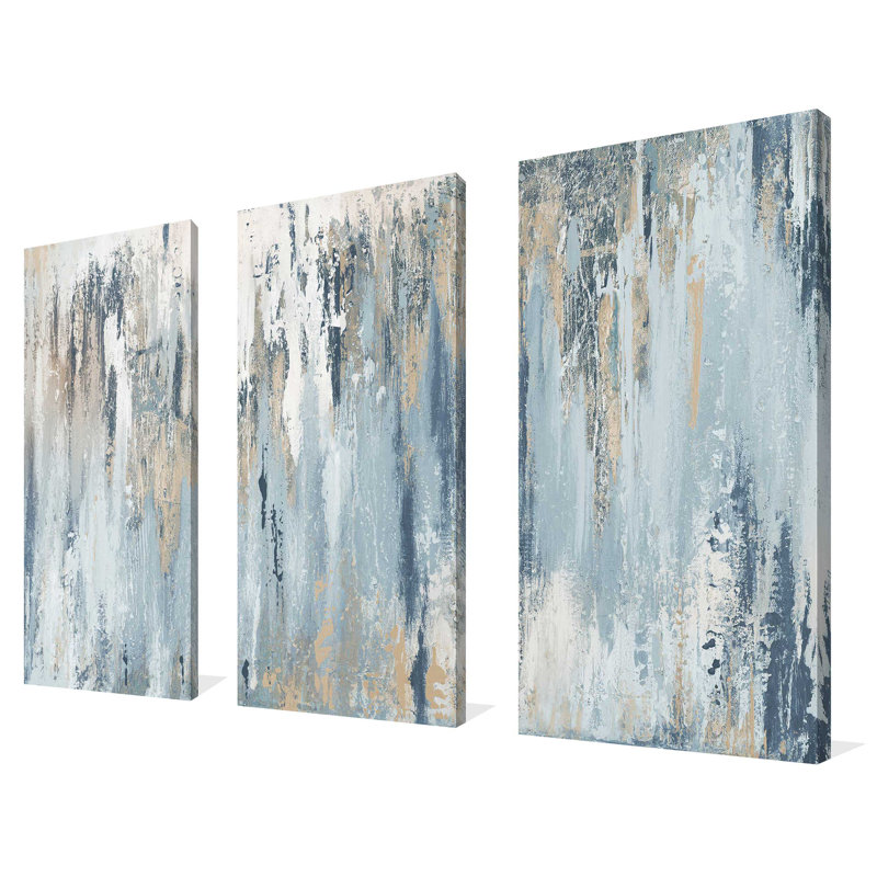 "Blue Illusion I", ensemble de 3 impressions sur toile