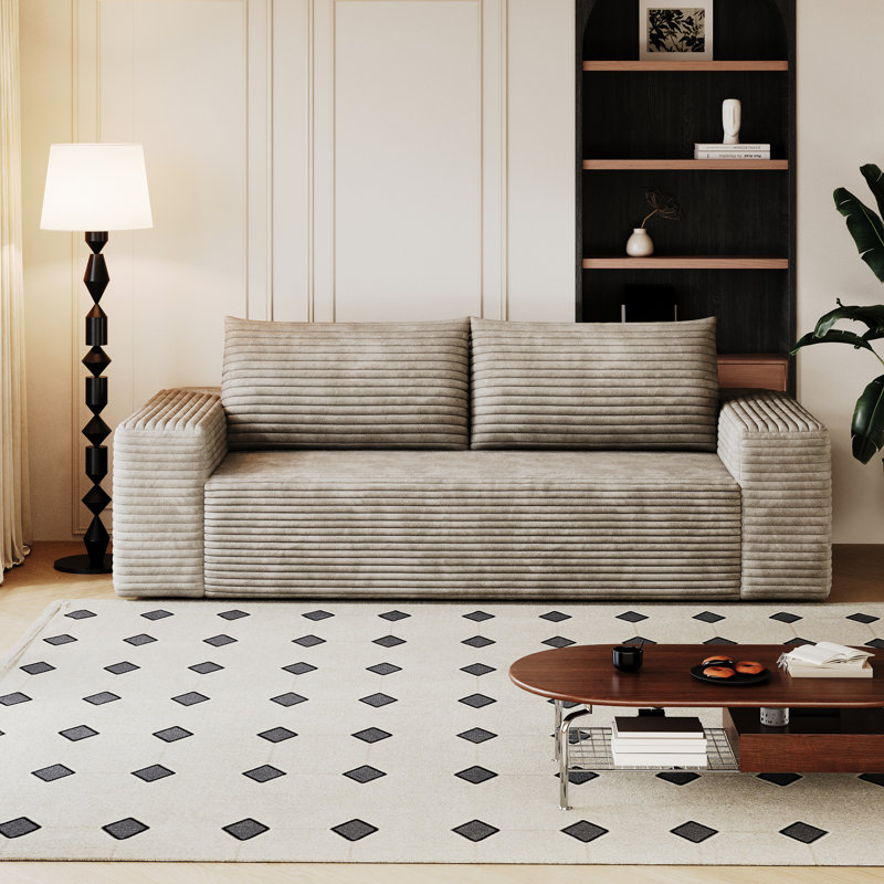 Tissu en velours côtelé, sièges profonds, canapé causeuse confortable, sans assemblage, H 25,22 po x l 70,92 po x P 35,46 po