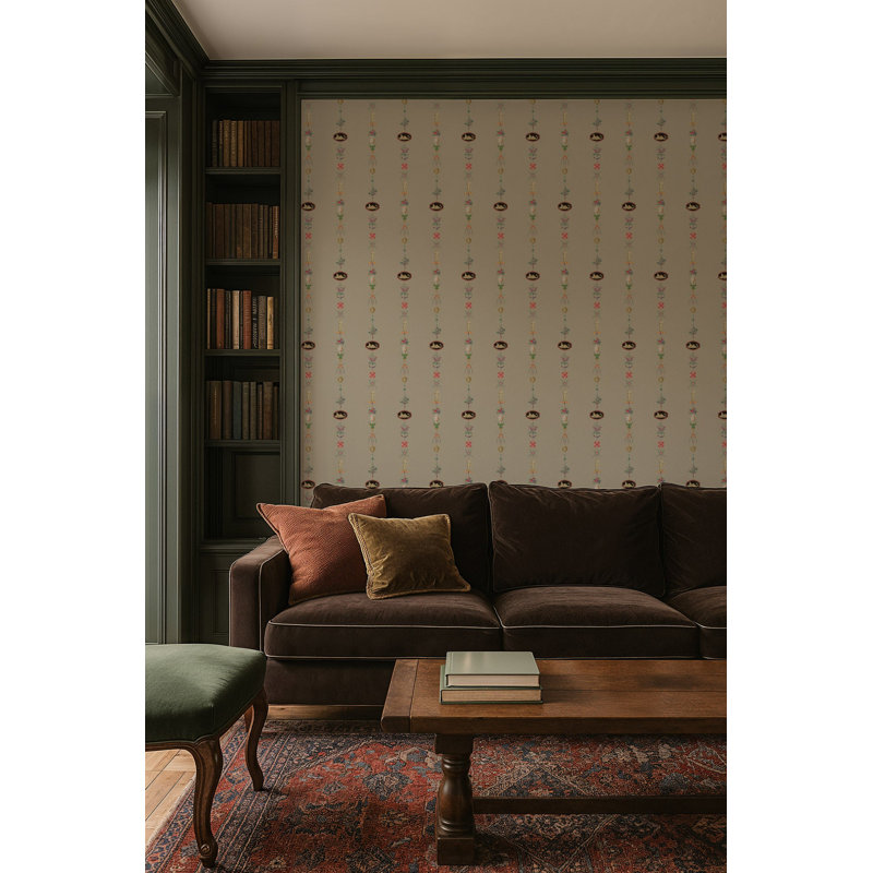 NeoClassical Stripe - Parchment Brown Wallpaper