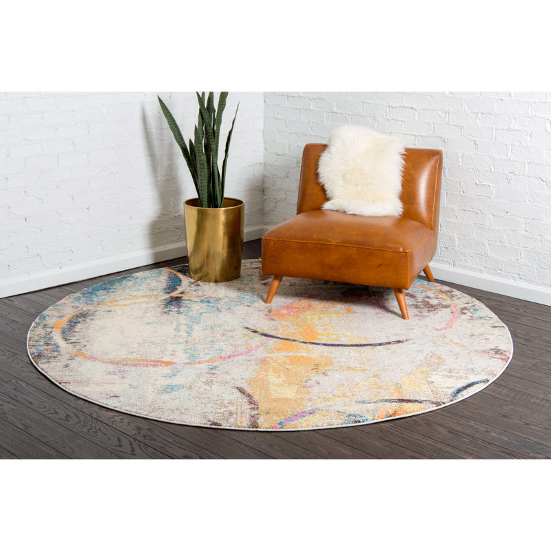 Dews Washable Abstract Indoor Rug, Rectangle 5'1" x 8'