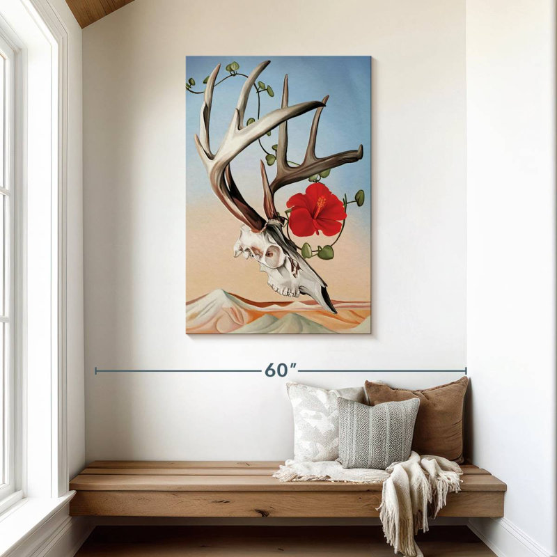 Crâne de cerf en lévitation Kerner, H 45 po x l 30 po