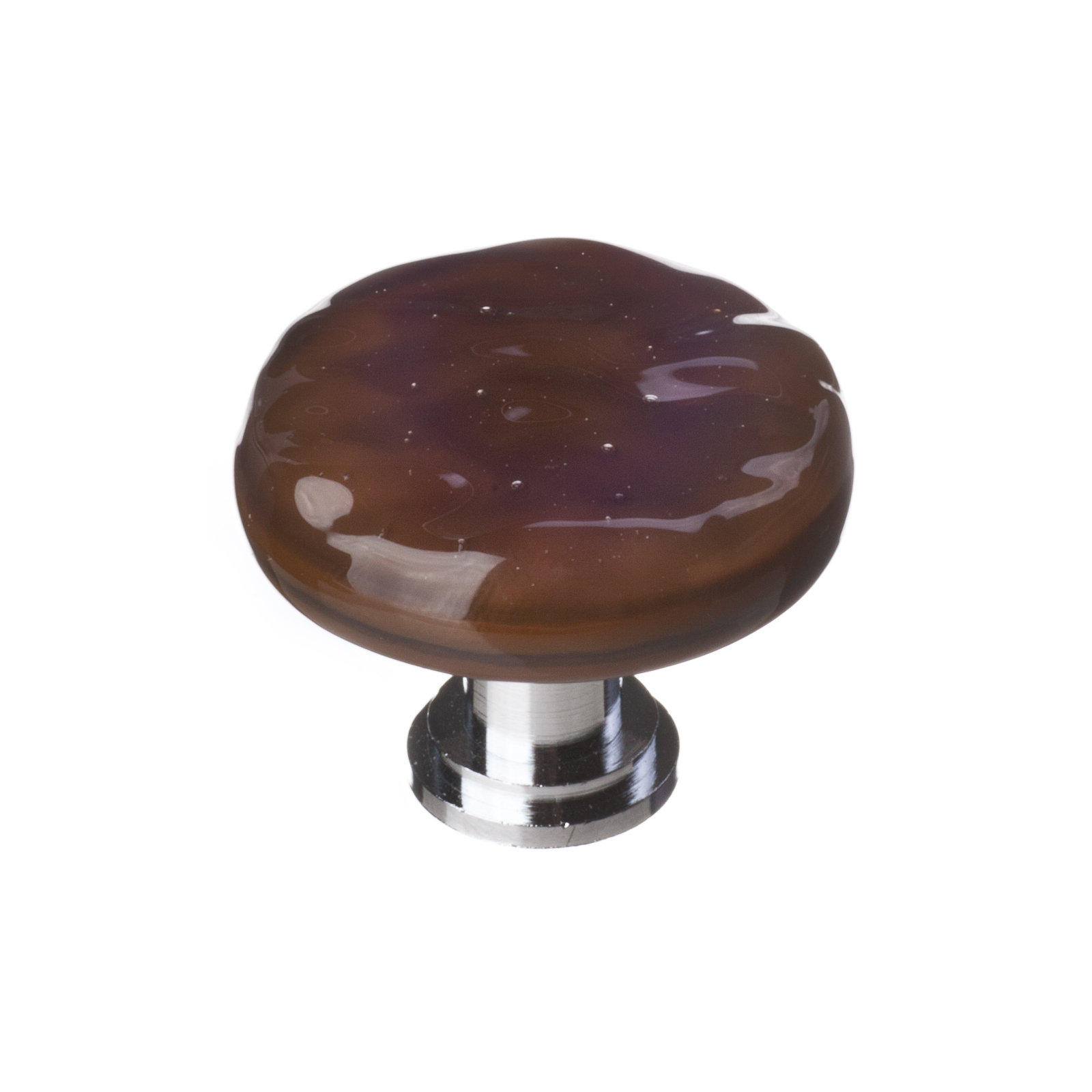 Glacier Mushroom Knob Knob, Polished Chrome, Woodland Brown