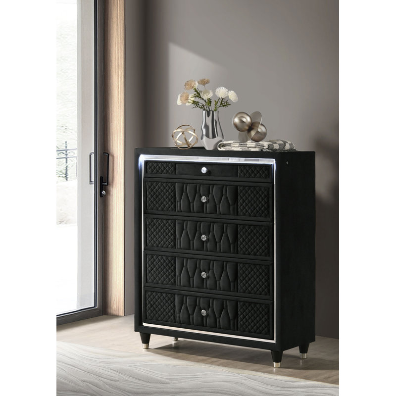 Commode traditionnelle 40,65 "de large, noire, Black
