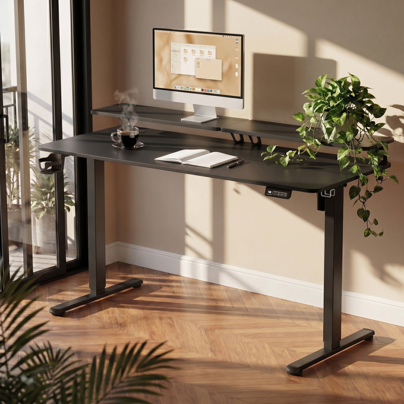 Bureau de jeu debout à hauteur réglable Kreutzer, Noir / Noir, H 28,7 po x l 55,11 po x P 23,62 po