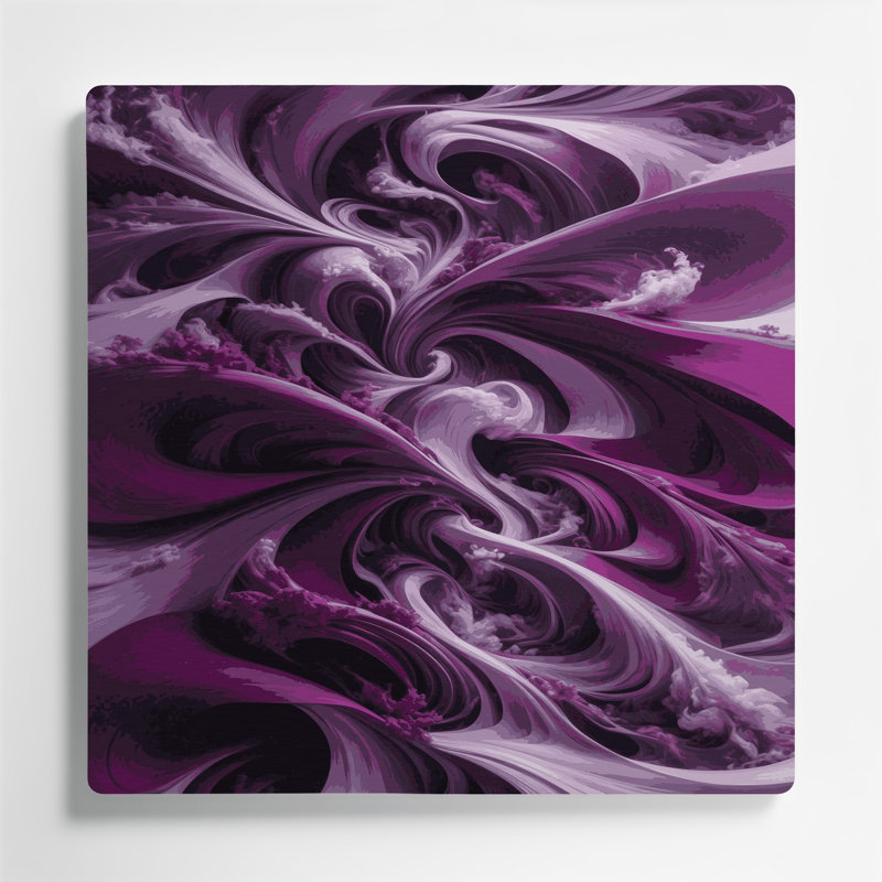Paysage abstrait 70, art mural en métal mauve, H 32 po x l 32 po