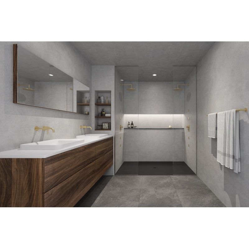 Feel 60" W x 36" D Shower Base, Slate Black 
