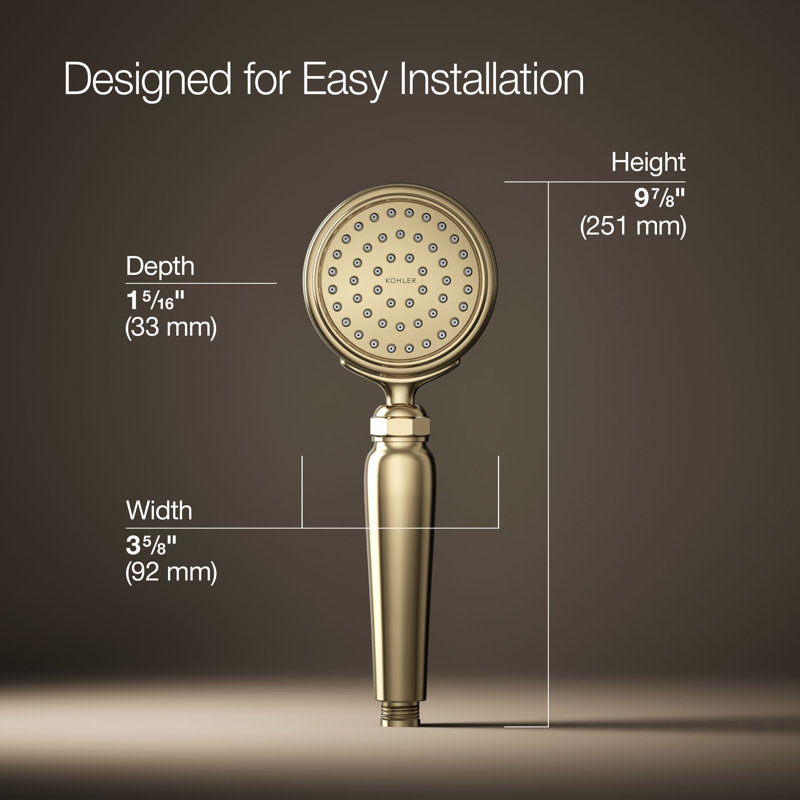 Artifacts Full/Standard Handheld Shower Head with Katalyst Air Induction Spray, Vibrant Gold, 1.75 GPM