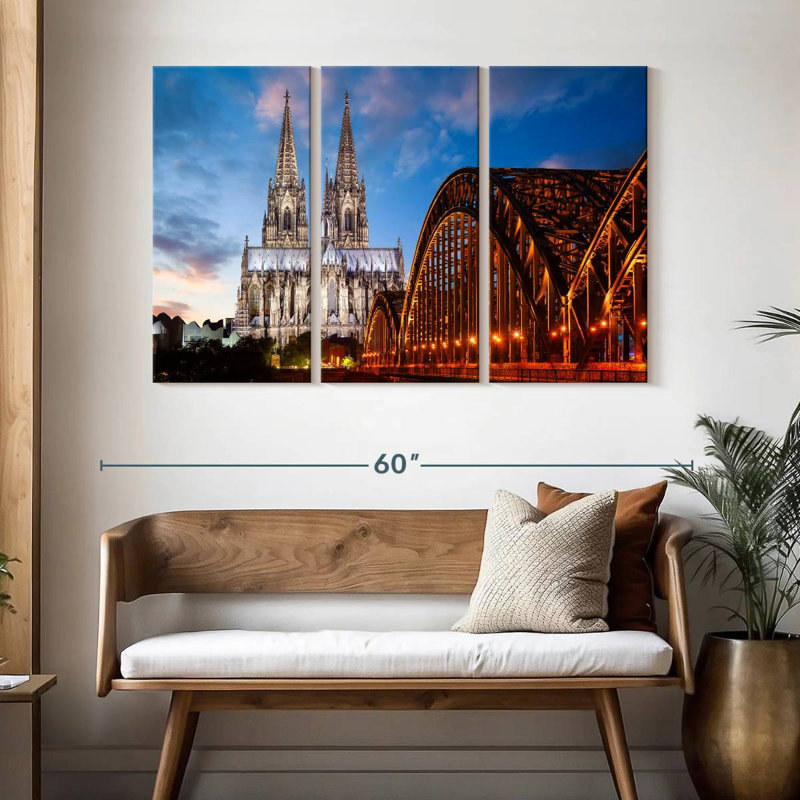 Ville de Cologne au crépuscule, H 32 po x l 50 po