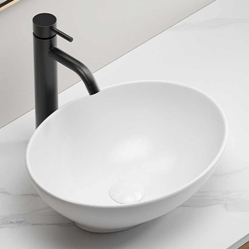 Évier ovale blanc 16 po x 13 po 5,5 po pour comptoir de salle de bain - look élégant, entretien simple, conception de cuve de construction durable, construction, installation rapide