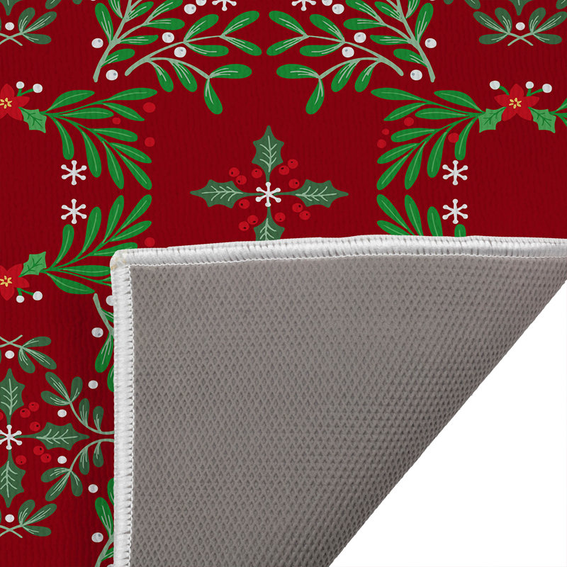 Tapis de bain Winter Mistletoe, Rouge, Simple - L 34 po x l 21 po