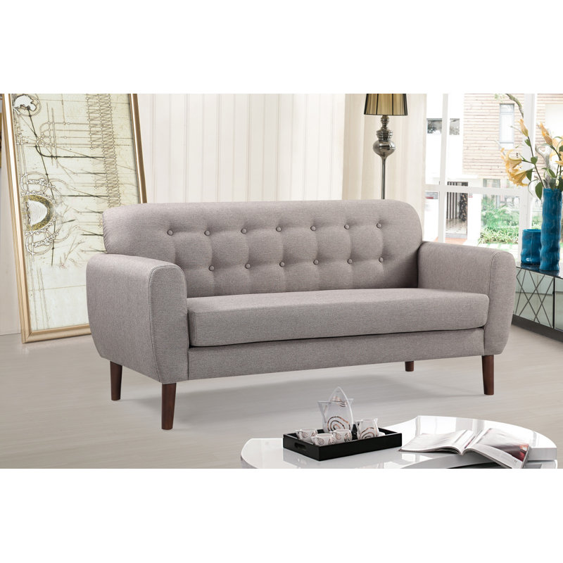 Arcola 62" Linen Round Arm Loveseat, Light Brown