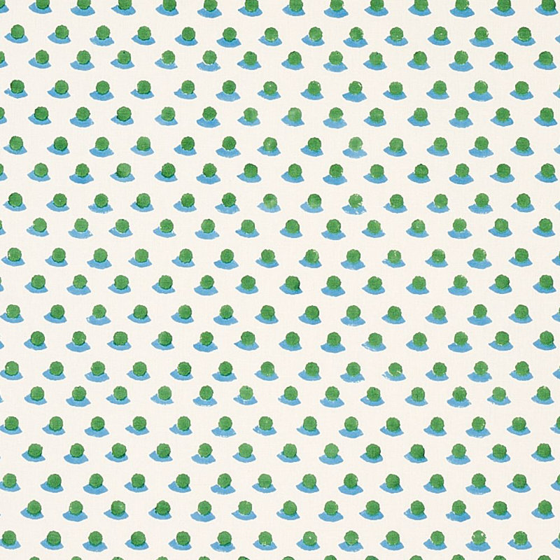 Schumacher x Molly Mahon Berry Hand Block Print Fabric, Grass/Sky
