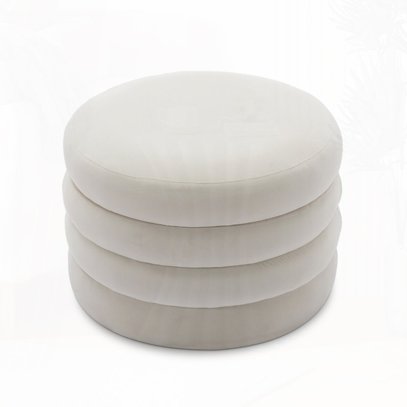 Repose-pieds avec rangement et repose-pieds, Tissu velours ivoire