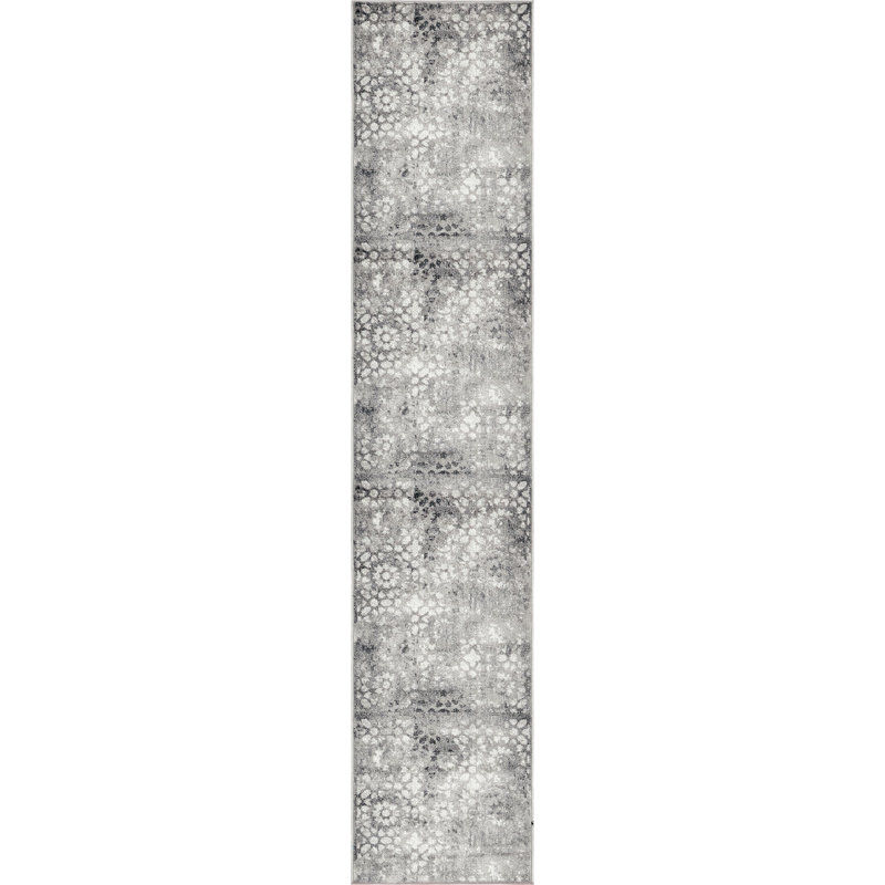 Brandt Floral Area Rug, Dark Gray, Runner 2' x 13'1"