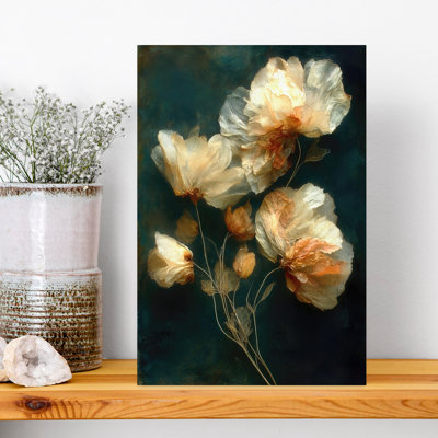 Ethereal Golden Blooms by CATS AND DOTZ - Wrapped Canvas Print