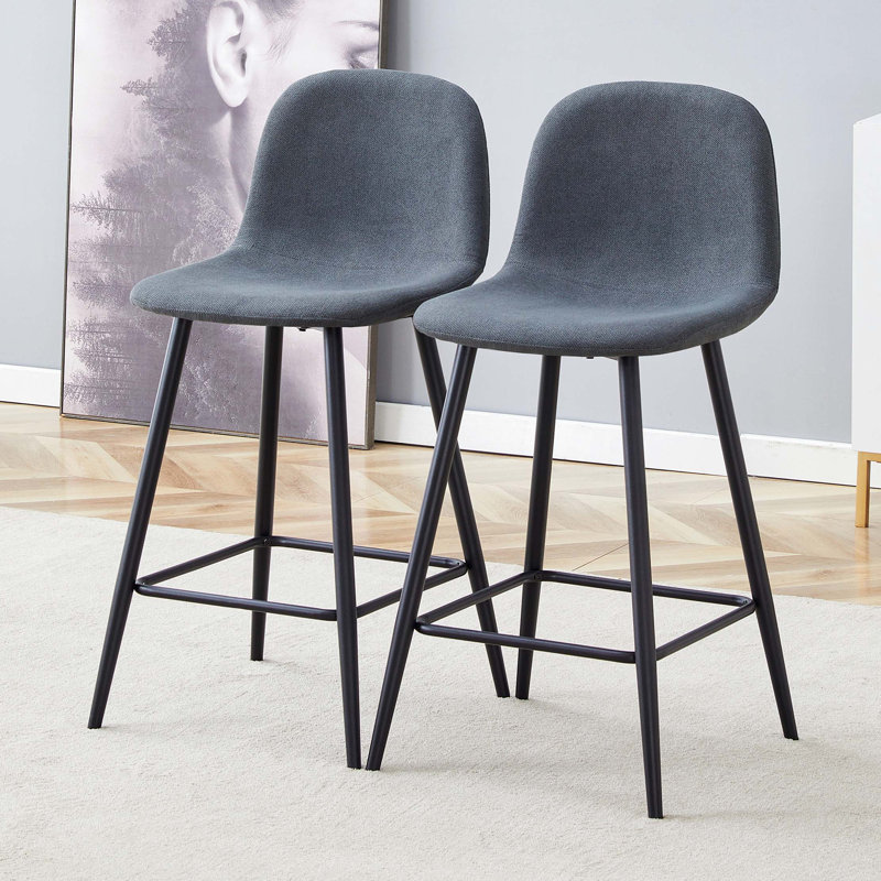 Ensemble de chaises de bar en lin - 2 pièces, confort stable, conception réfléchie du dossier arrondi