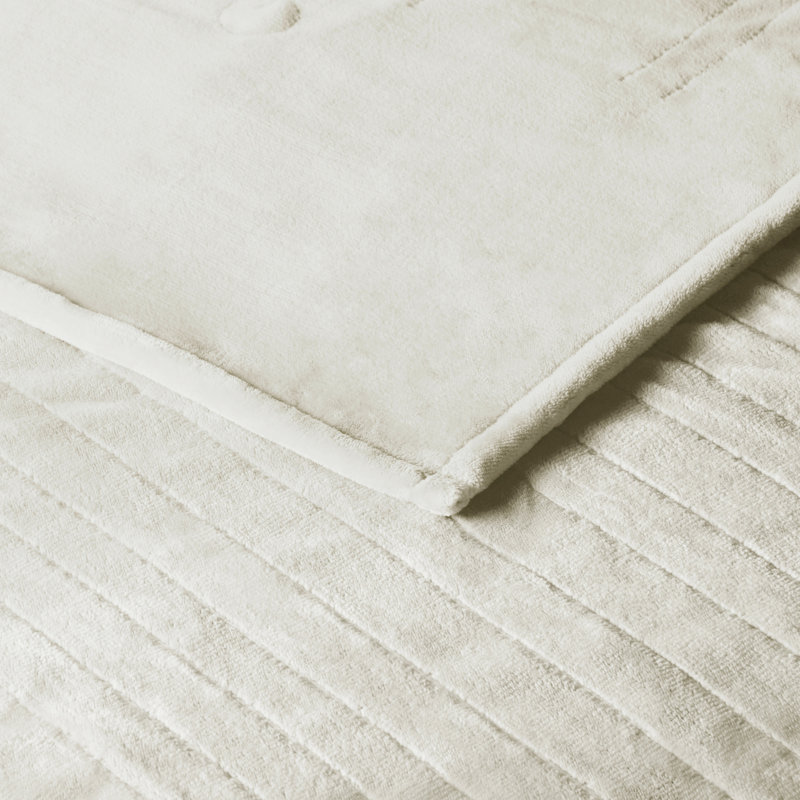 Couverture chauffante Microplush avec technologie Wifi, Ivoire, Très grand