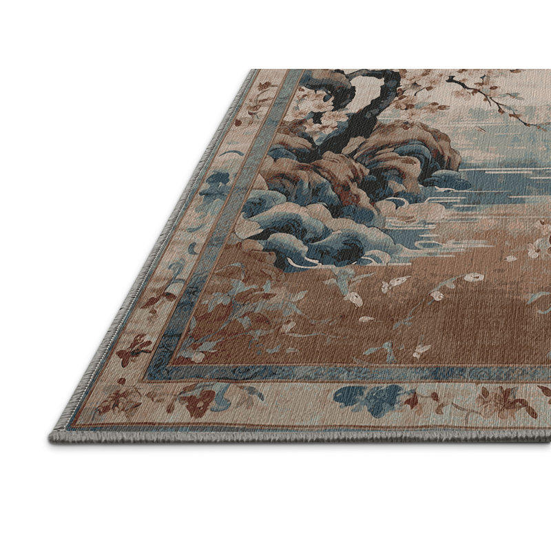 Machine Washable Gray Area Rug, Round 6'