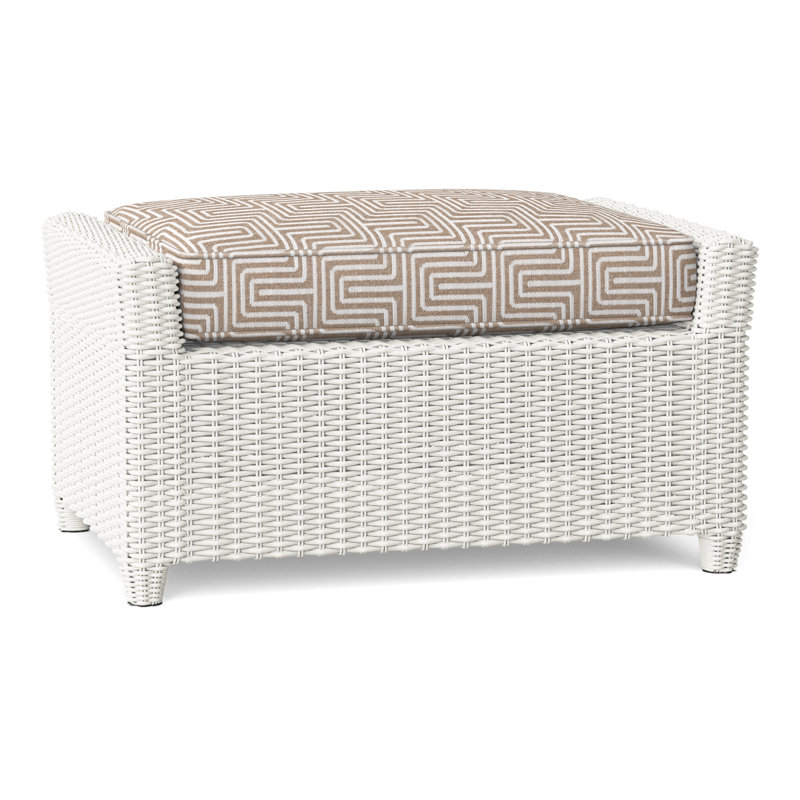 Sag Harbor Outdoor Ottoman, Classic White, Smoke