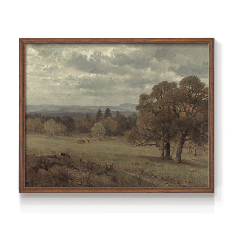 Paysages rétro-DCL XXVI-impression encadrée - réaménageable, H 11 po x l 14 po, Noyer