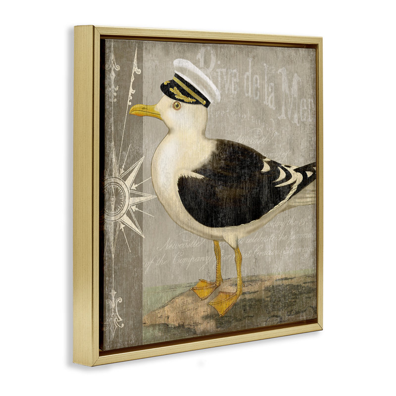Cadre flottant Little Seagull Seagull, design par Suzanne Nicoll, H 25 po x l 25 po, Cadre flottant métallique doré