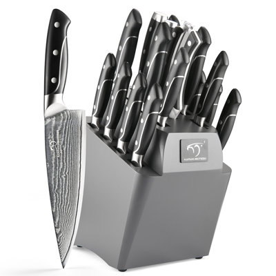 Ensemble de couteaux de cuisine Nanfang Brothers 18 pièces avec poignée ergonomique en ABS Damas