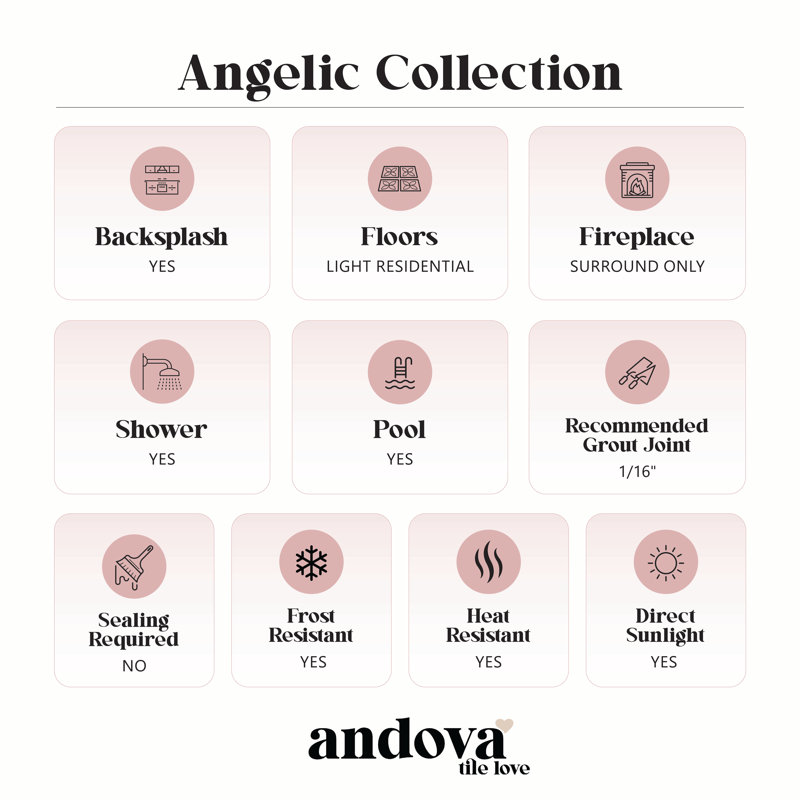 Angelic Brick Joint Glass Mosaic Kitchen Backsplash, Bathroom, Shower, Pool, Wall and Floor Tile, Downy