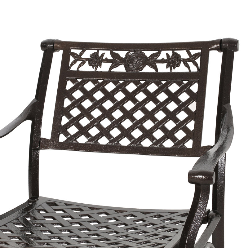 Cast Dining Chair For Patio, Aluminium Material, 17.74 Lb, 31.5'' H, 23.79'' W, 21.81'' D, Bronze Main Color, Floral - Decorated Outdoor , Accented Design