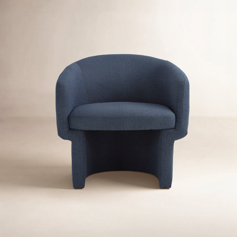 27.5" W Velvet Barrel Chair, Navy Performance