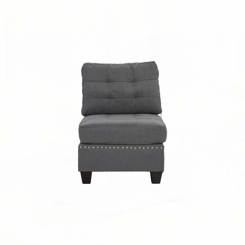 Chaise de salon capitonnée sans accoudoirs en tissu de lin gris 1pc
