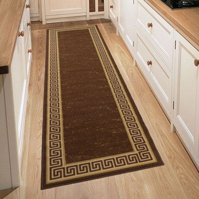 Greek Key Bordered Slip Resistant 2x5 Runner Rugs