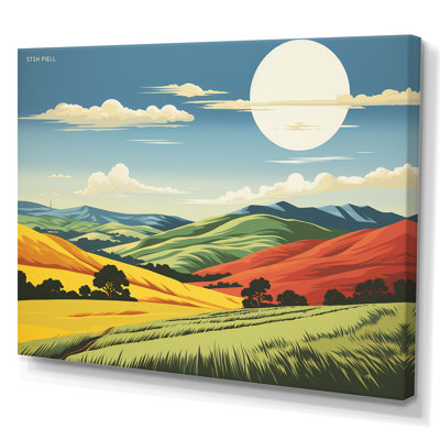 «Minimalist Colorful Mountain Valley III - Meadow», art mural