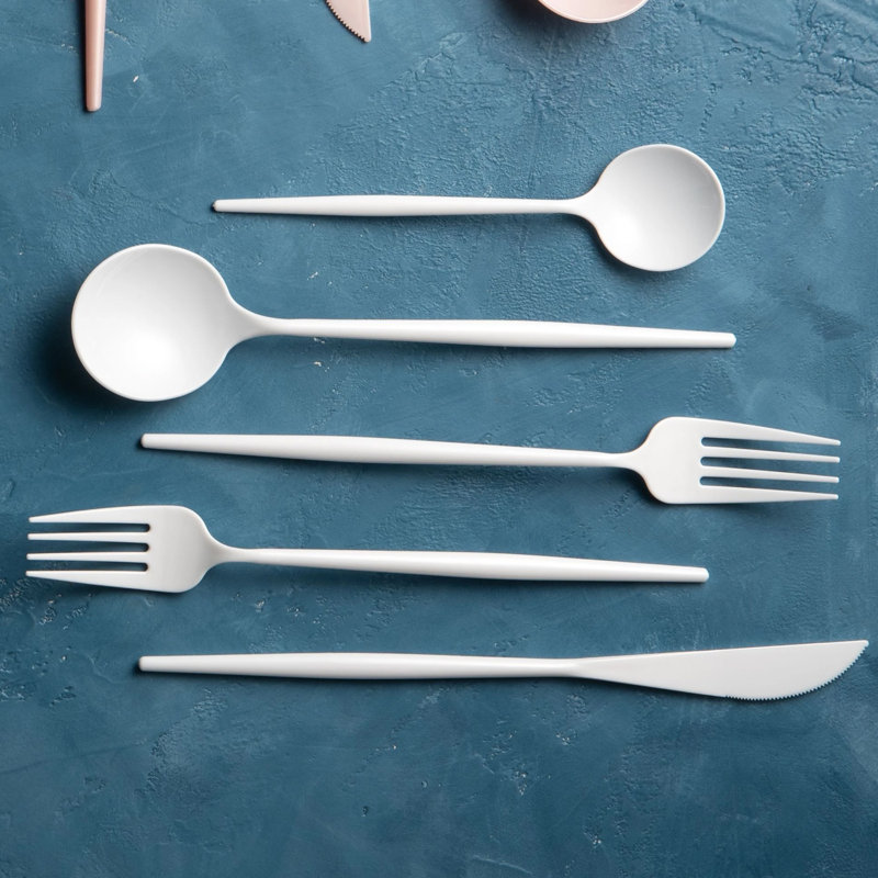 Disposable Noble Collection Flatware Set, White