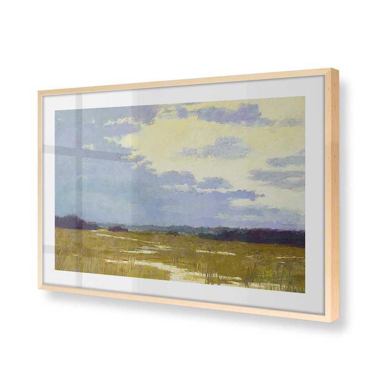 «Lemonade Skies» encadré sur papier par Carol Strock Wasson, Érable brut, H 25 po x l 37 po x P 1,25 po