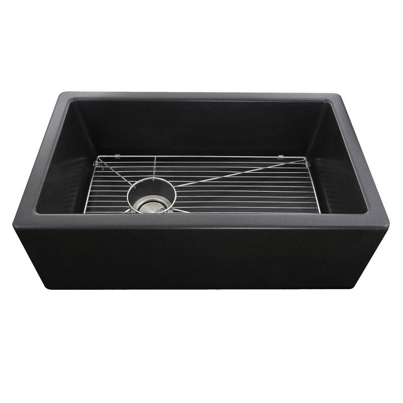 Reinart 30'' L Single Basin Kitchen Sink, Black