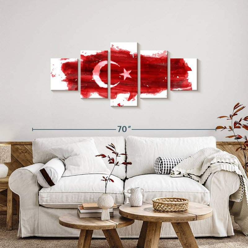 Drapeau turc de style pinceau, H 24 po x l 55 po
