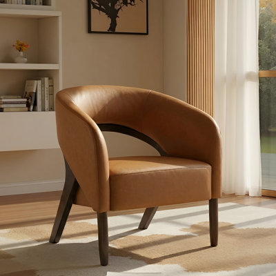 Modern Accent Chair Upholstered Reading Chair Comfy Sofa Chair With Soild Wood Legs For Living Room Bedroom