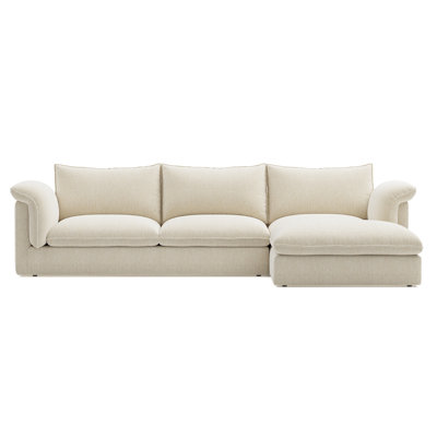 Frederick Fabric Modular Three Seats With Right Chaise Sofa, Beige Color