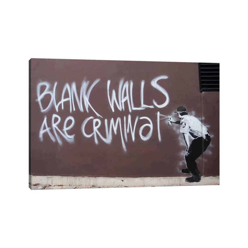 Les murs vides sont des motifs criminels, H 8 po x l 12 po x P 0,75 po, Toile tendue, Pas de tapis