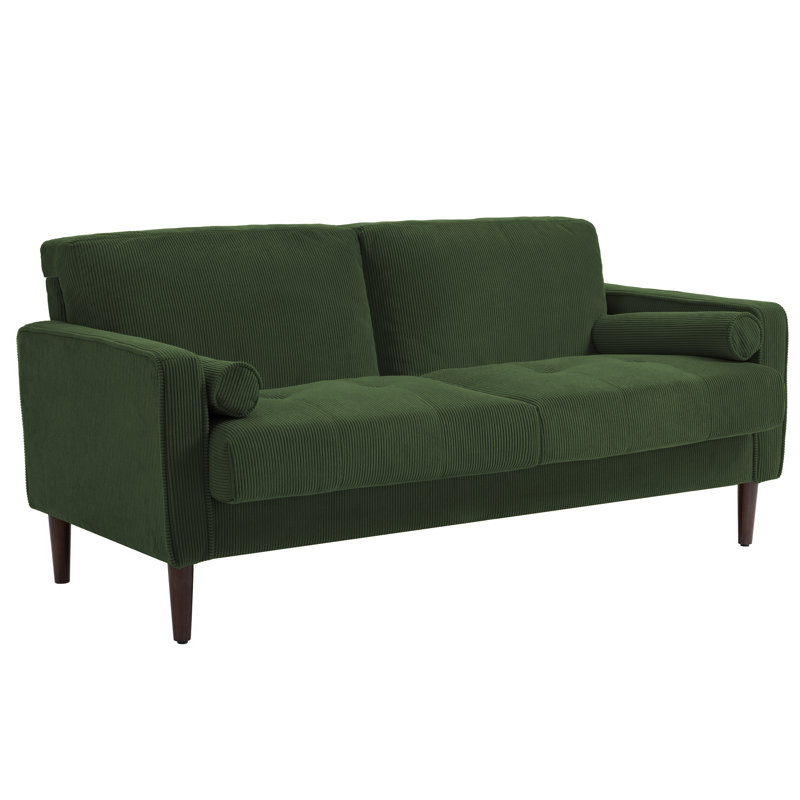Carmelinda 62.6'' Corduroy Loveseat, Green Corduroy