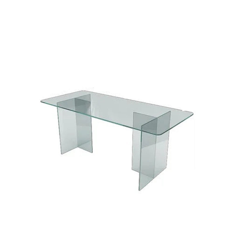 Chloie Mirrored Glass Executive Desk, 75cm H x 200cm W x 80cm D, White
