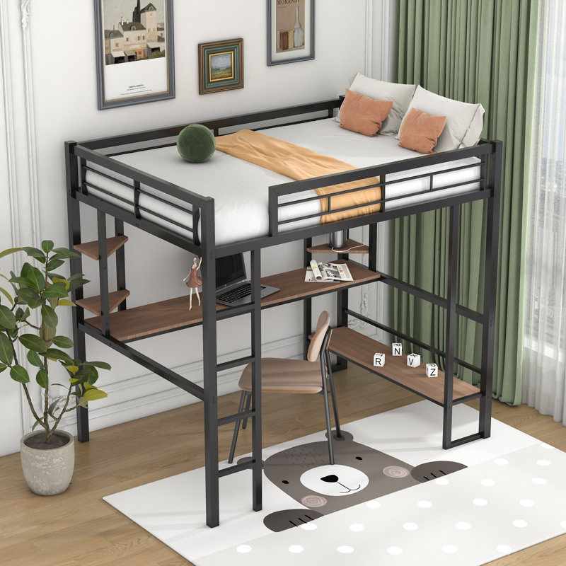 Lit mezzanine standard en métal avec bureau intégré Farrahn par Mason & Marbles