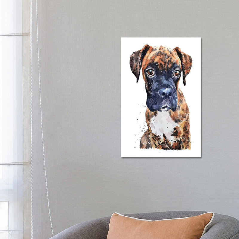 « Boxer Puppy PUP » par Edwatercolours-impression, H 26 po x l 18 po x 1,5 po, Toile tendue, Pas de tapis