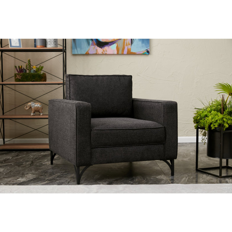 Fauteuil club Darron, 100 % polyester anthracite, Noir
