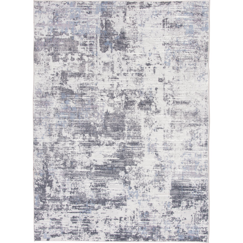 Tapis gris / ivoire touffeté Tashi, Rectangle 5 pi x 7 pi