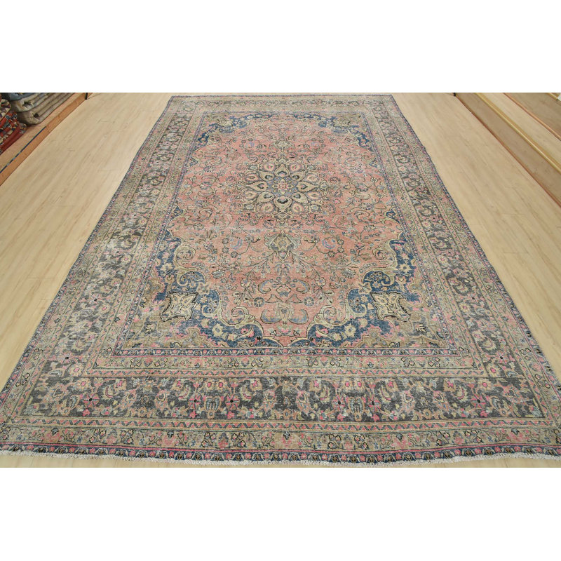 Tapis rose en laine des années 1970 9 pi 2 po x 12 pi 7 po Forta