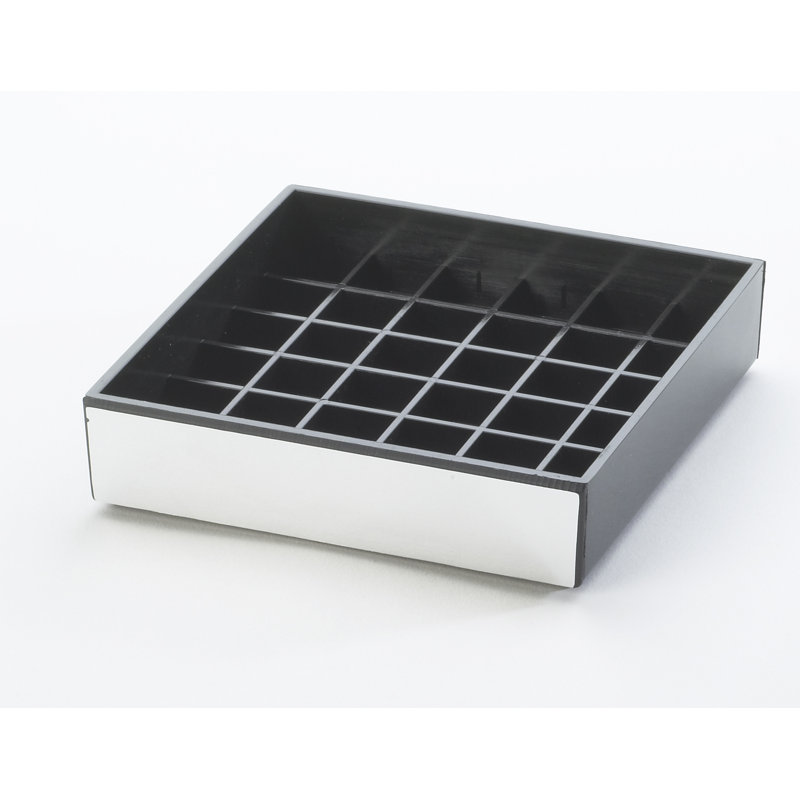 Plateau d'égouttement carré argent et noir, H 1 po x l 4 po x P 4 po