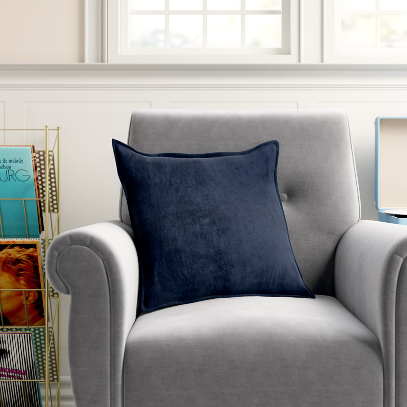 Edgar 100% Cotton Throw Pillow, Blue, Down, 22"H x 22"W