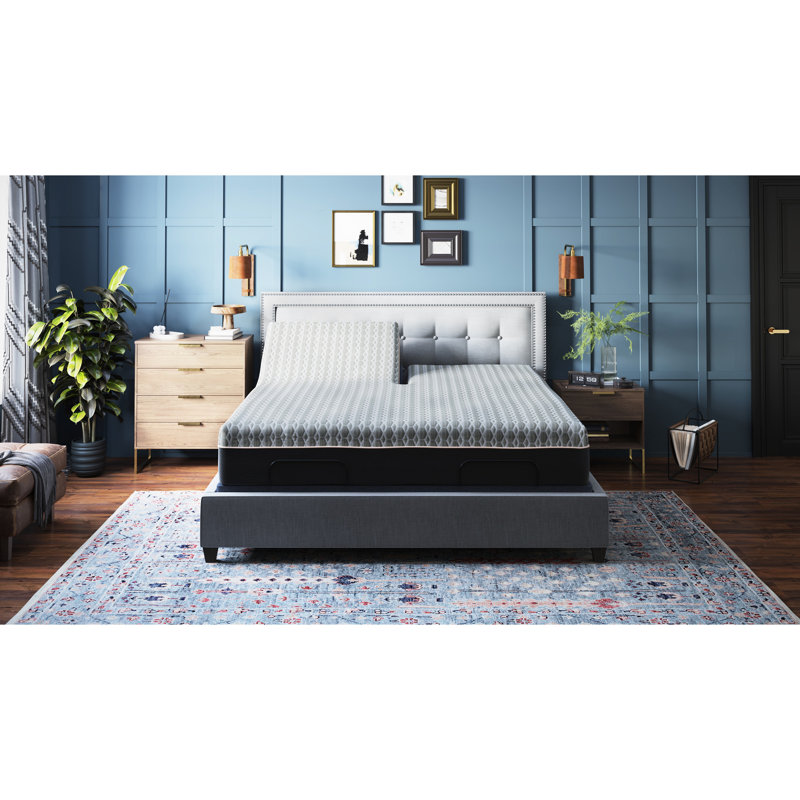 Bt3000 Flex Head King Adjustable Bed Base With And Foot Adjustment, Wireless Remote Control, 2 Ports, , 3 Preset Positions, Massage, Led Underbed , Battery Box, 31 Legs